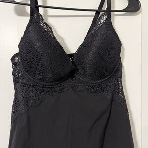 H&M Mini Slip Dress Black Women’s Size 12 Built In Padded Bra